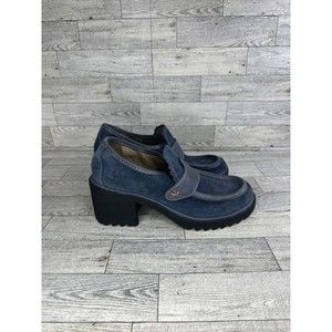 FLY London Wend Penny Loafer Blue Suede Shoes Women’s Size 7/EU 37 Gently Used